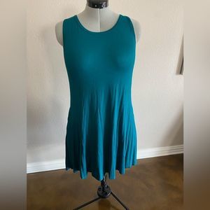 Auselily teal T-shirt tank dress, medium